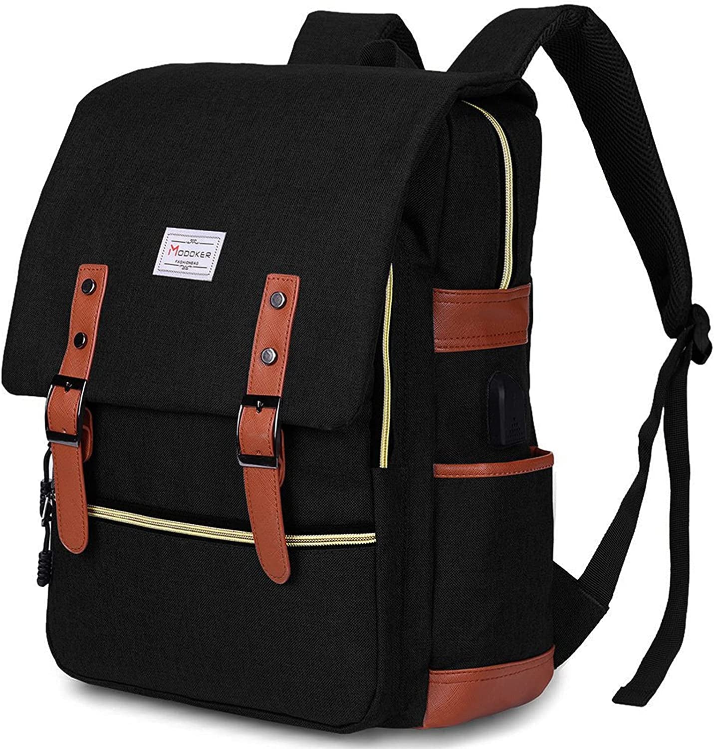 Vintage Laptop Backpack for Women Men,School College Backpack with USB Charging Port Fashion Backpack Fits 15.6Inch Notebook