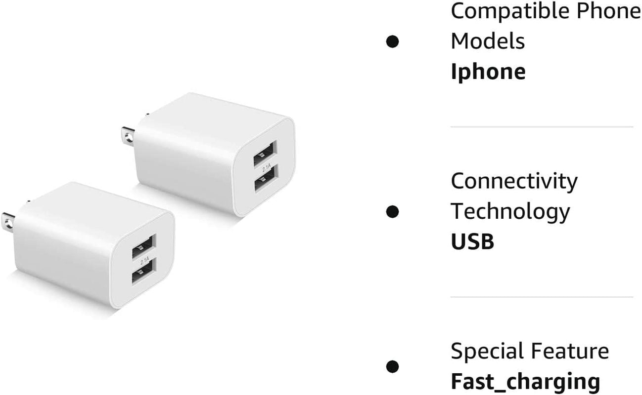 USB Wall Charger Block 2Pack
