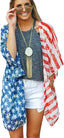 Women's American Flag Kimono Cardigan Lightweight 