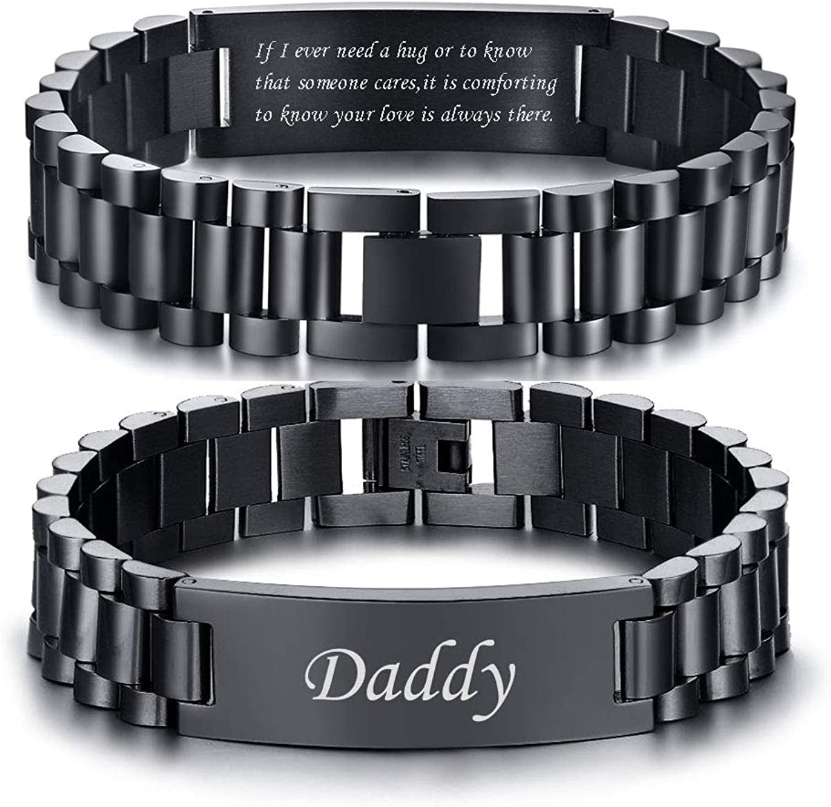 Watch Band Stainless Steel Link Bracelet Personalized Engraved DAD Jewelry Gift for Men DAD Father