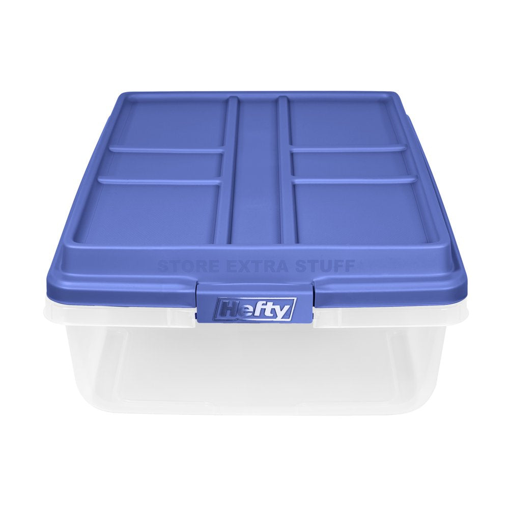 Hefty 40 Qt. Clear Storage Bin with Blue HI-RISE Lid