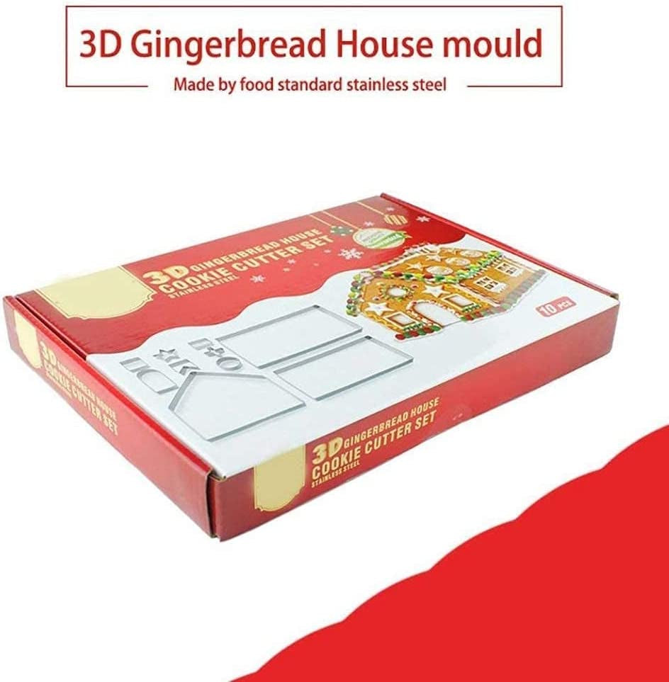 18PCS 3D Christmas Gingerbread House Cookie Cutters, Festive Xmas House Cookie Cutter Mold Set, Gingerbread House Kit,Diy Baking Pastry Tool Small Gingerbread House Biscuit Mold,Haunted House Gift Box