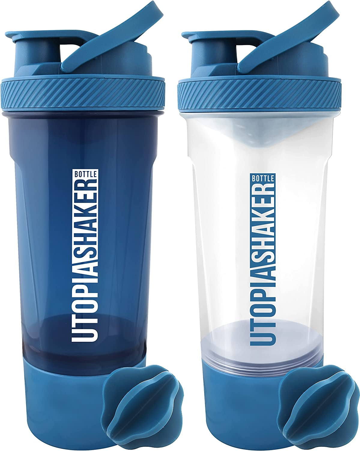 2-Pack Shaker Bottle - 24 Ounce Protein Shaker Bottle for Pre & Post workout drinks - Classic Protein Mixer Shaker Bottle with Twist and Lock Protein Box Storage
