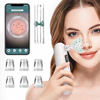 Blackhead Remover Pore Vacuum with Camera, 20X HD Microscope Visible Facial Pore Cleaner Acne Comedone Whitehead Extractor Kit with 3 Modes and 6 Probes, USB Rechargeable