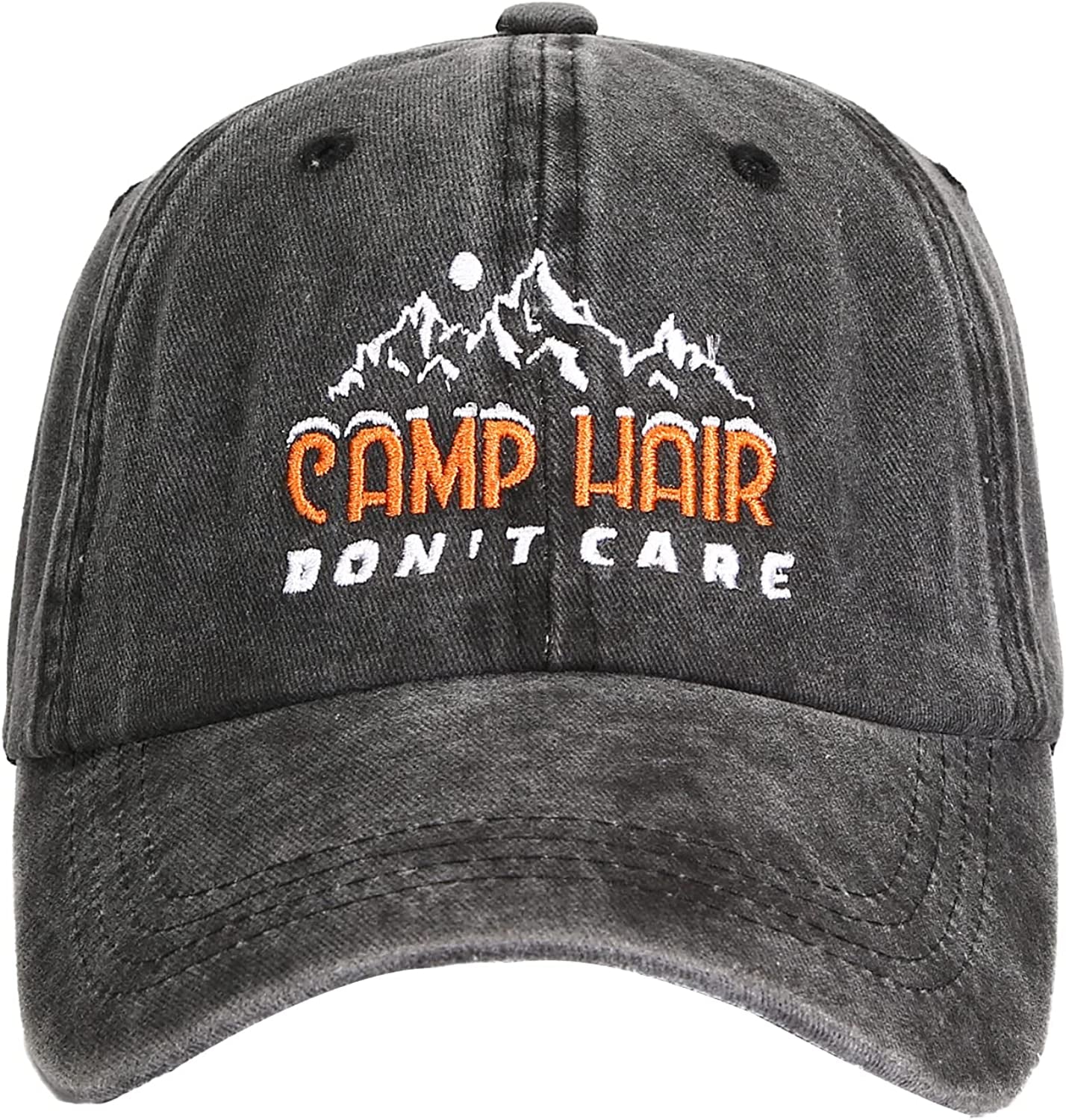  Embroidered Camping Hair Dont Care Baseball Cap