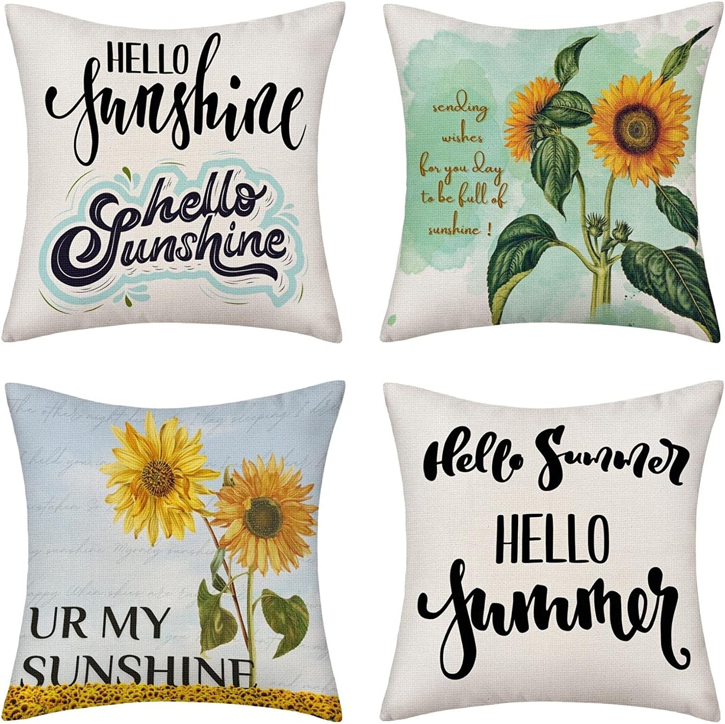 Set of 4 Summer Decorative Pillow Cover 