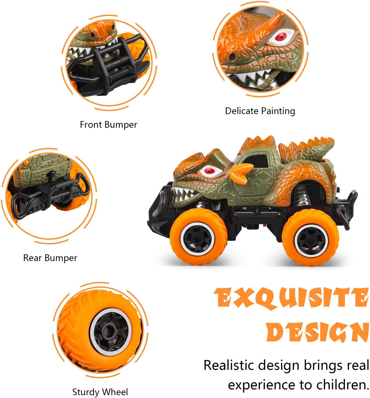 RC Toys for 4-5 Year Old Boys Dinosaur Remote Control Cars, Mini Dino Cars for Kids Toys Age 3-6 RC Race Trucks, 2021 Monster Truck for Toddlers Birthday Gifts (Orange)