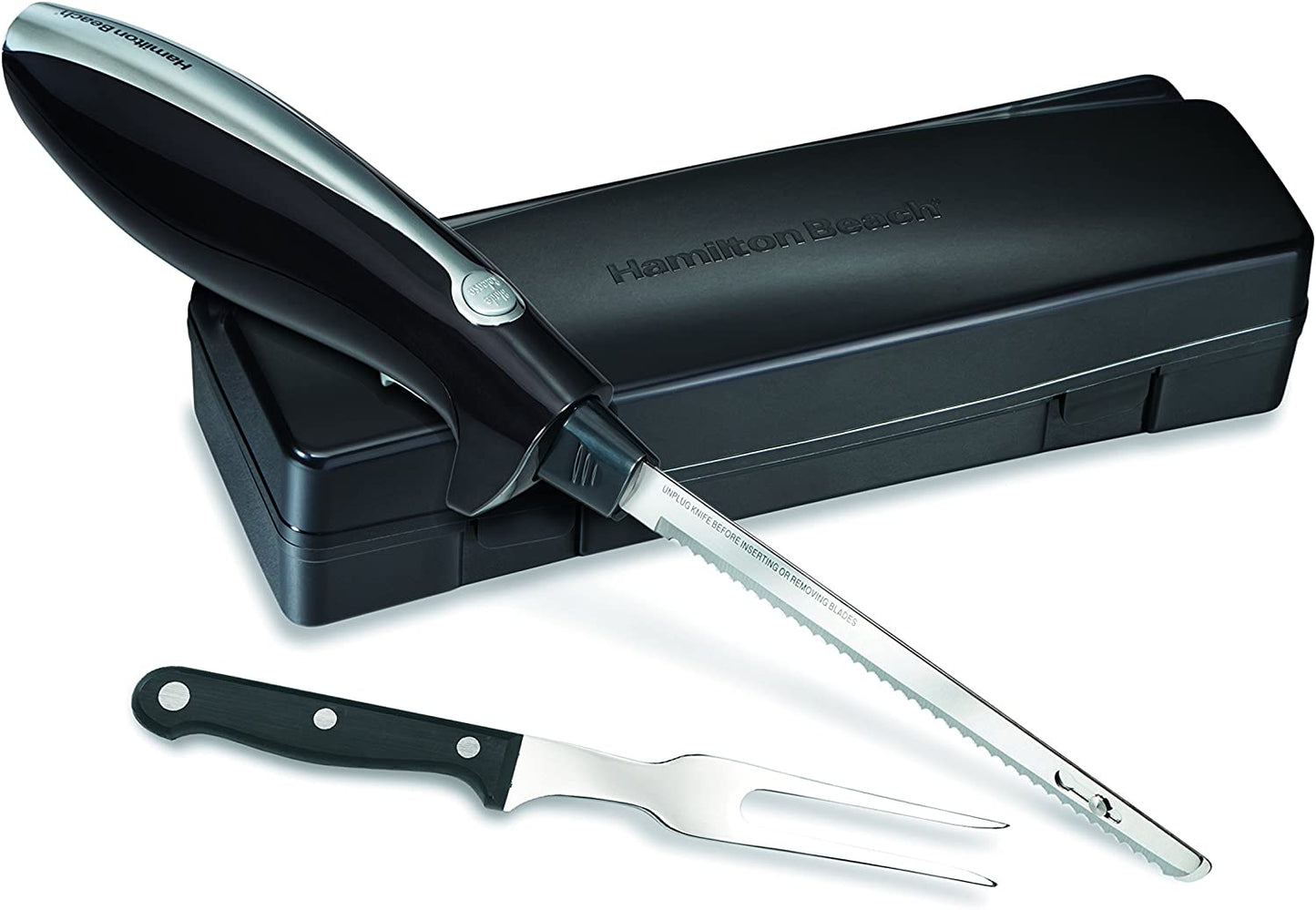 Hamilton Beach Set Electric Carving Knife for Meats, Poultry, Bread, Crafting Foam and More, Storage Case and Serving Fork Included
