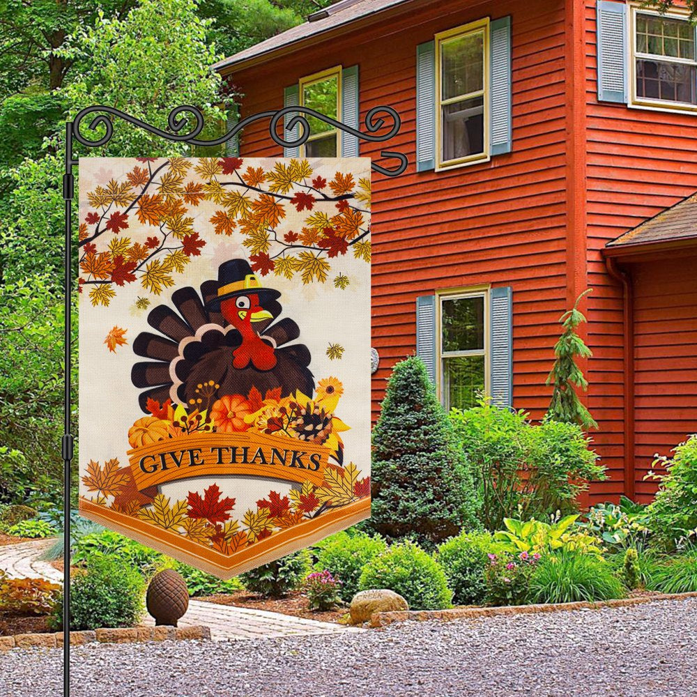 Garden Flag Double Sided Fall Signs Turkey Applique Garden Decor