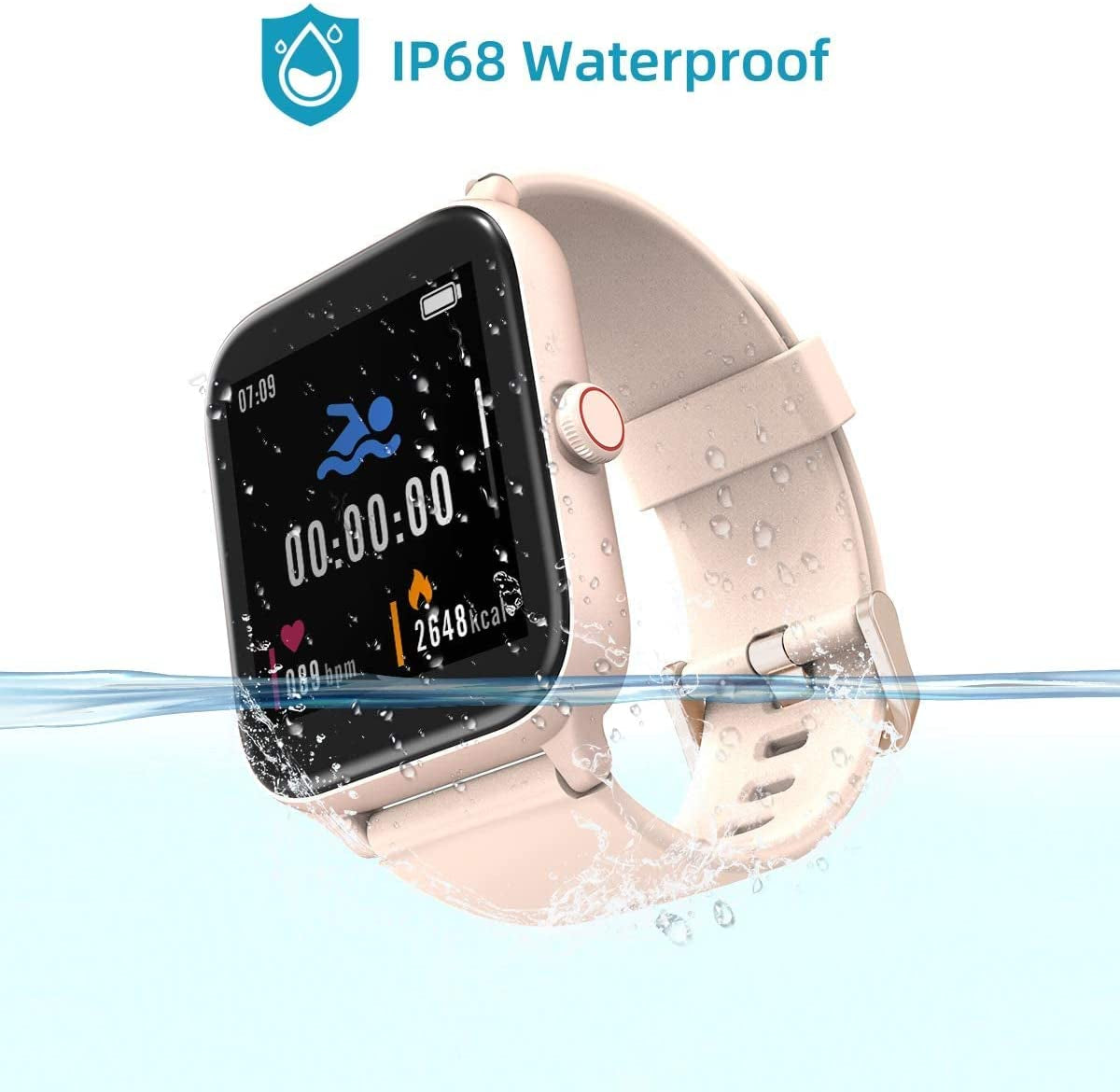 Smart Watch for Women, Fitness Tracker Heart Rate Monitor, IP68 Waterproof Pedometer Smartwatch for Android and Ios Phones, 1.54 Inch Digital Display Ultra-Long Battery Life