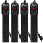 6-Outlet Surge Protector Power Strip 4-Pack, Overload Protection, 2-Foot Cord, 600 Joule