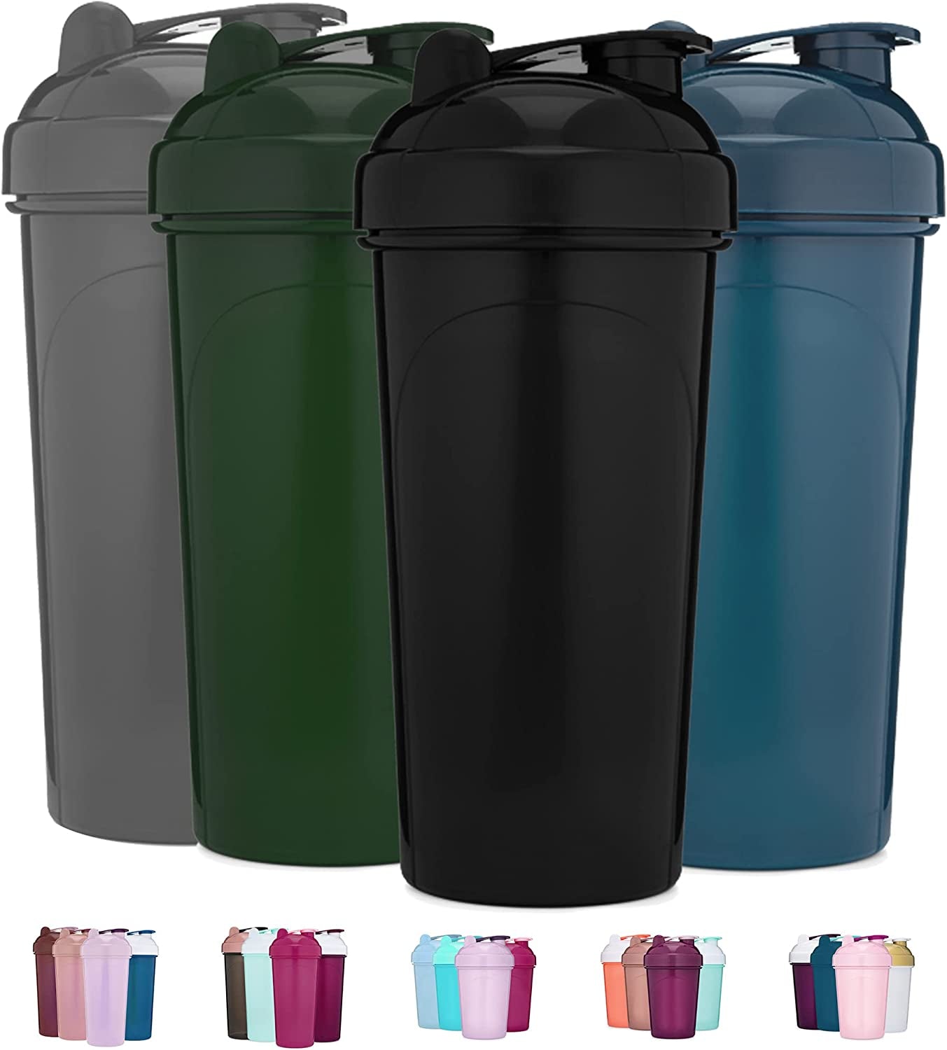 4 Pack Shaker Bottle | Protein Shaker Cup 4-Pack with Agitators | Protein Shaker Bottle Set is BPA Free and Dishwasher Safe