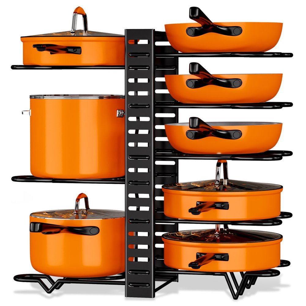 Pot Rack Organizers 8 Tiers Pots and Pans Organizer Kitchen Cabinet Storage Metal Holders