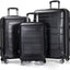 Spexlb Luggage 3 Piece Set Carry on Suitcase PC+ABS Spinner Built-In TSA Lock, Silver, (20/24/28)