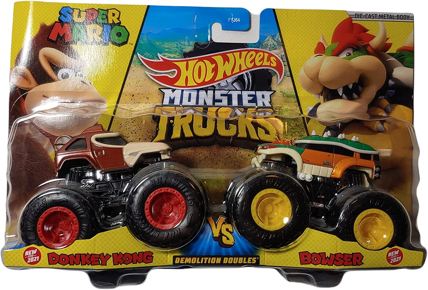 Hotwheels Monster Trucks Donkey Kong Vs Bowser - 2021 Demolition Doubles (1:64 Scale Double Pack)