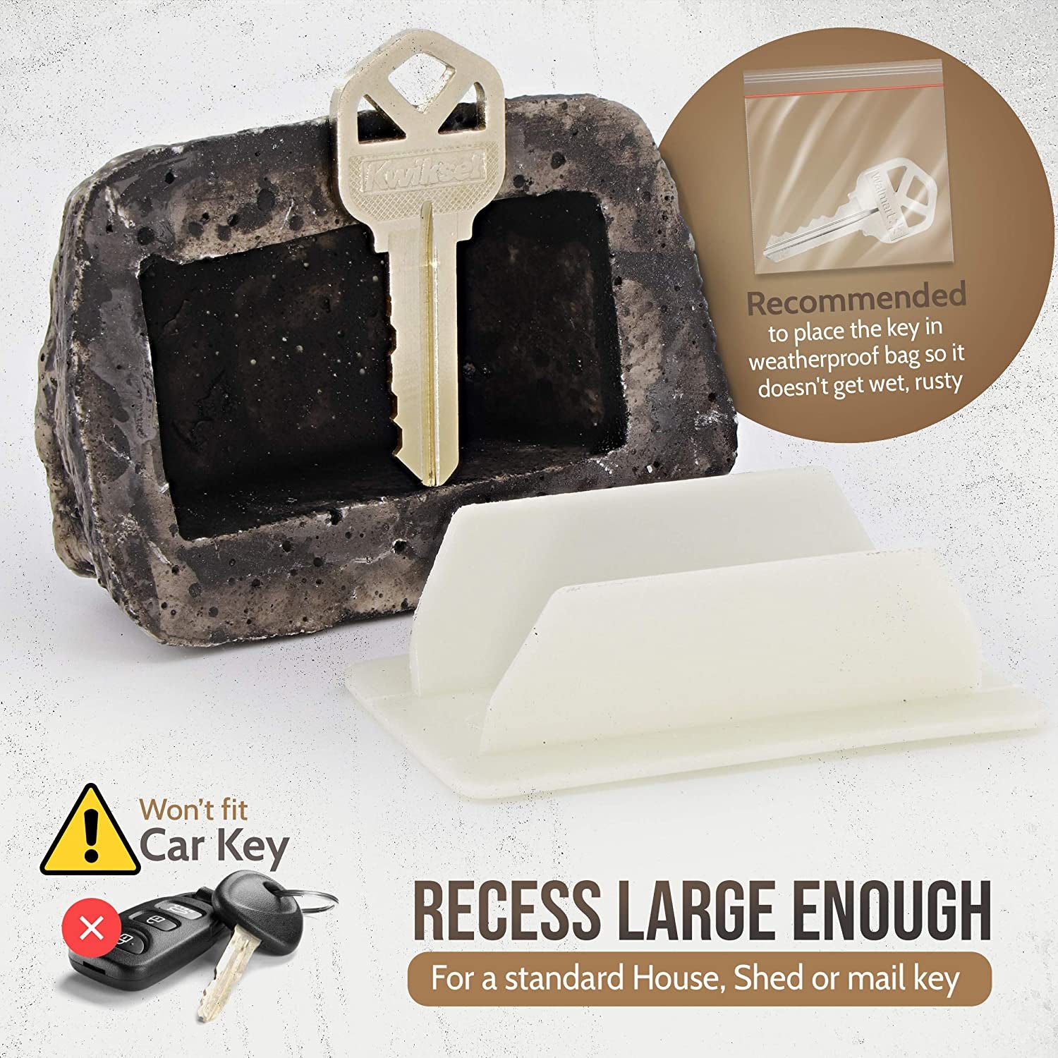  2Pc Hide-a-Spare-Key Fake Rock - Looks & Feels Like Real Stone - Safe for Outdoor Garden or Yard, Geocaching