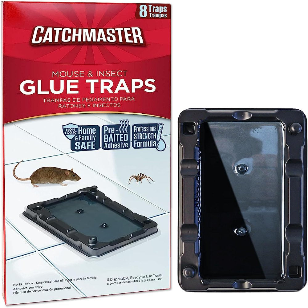 Catchmaster Mouse and Insect Glue Traps (8 Traps) Indoors Ready - Non-Toxic