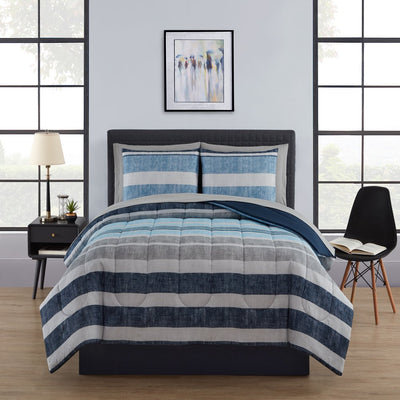 Blue Stripe Bed in a Bag 6-Piece