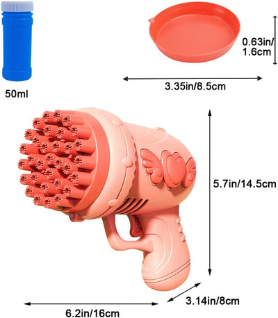 32 Holes Bubble Machine Gun for Kids Boys Girl Birthday Gifts, Portable Bubble Maker Blower with Colorful Lights for Kids Adults Outdoor Birthday Wedding Party Gift Camping Summer Toy (Red)