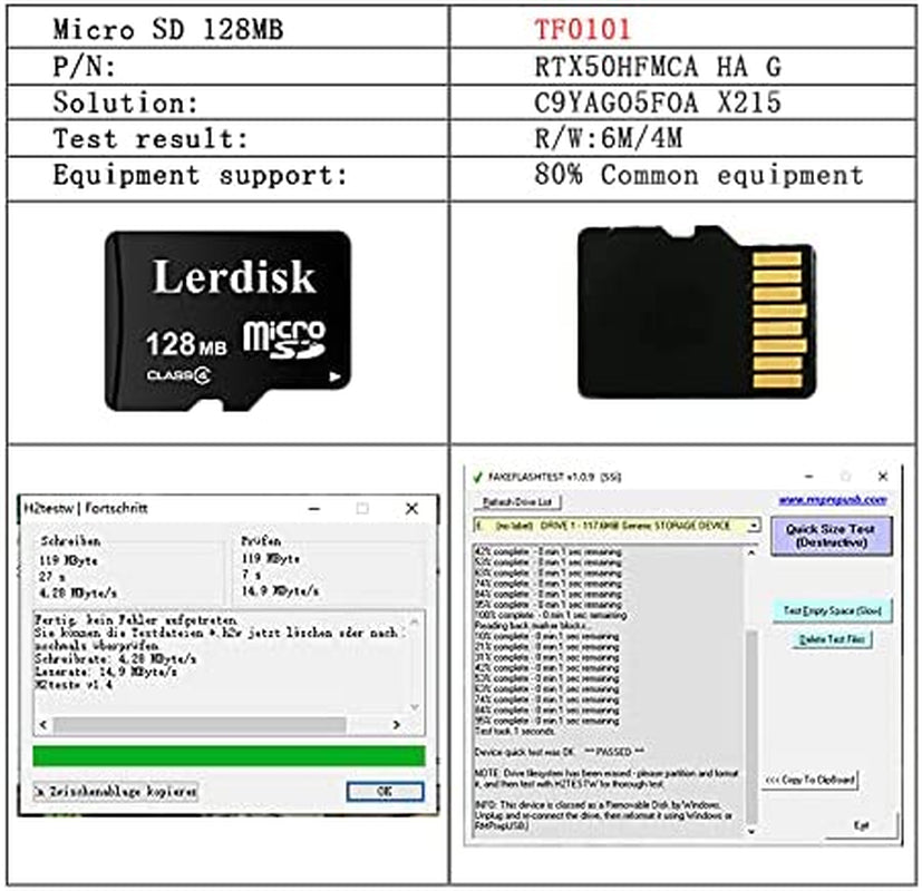 Lerdisk Factory Wholesale Micro SD Card 128MB Class 4 in Bulk Small Capacity 3-Year Warranty Produced by 3C Group Authorized Licencee Special for Small Files Storage or Company Use (NOT GB)