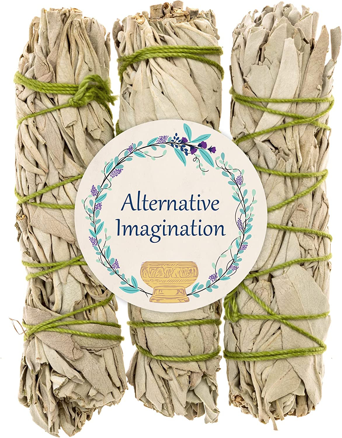 Alternative Imagination White Sage Bundles for Smudging, 3 Pk of 4" Bundles