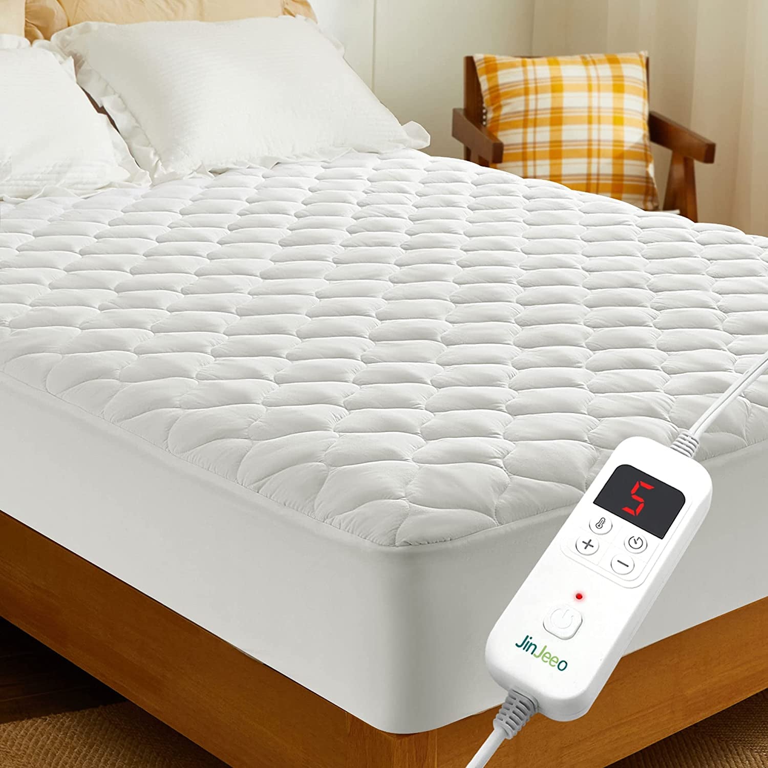 Heated Mattress Pad Twin Size Electric Mattress Pads Electric Bed Warmer Fit up to 21" with 11 Heat Settings Single Controller 9 Hours Auto Shut Off