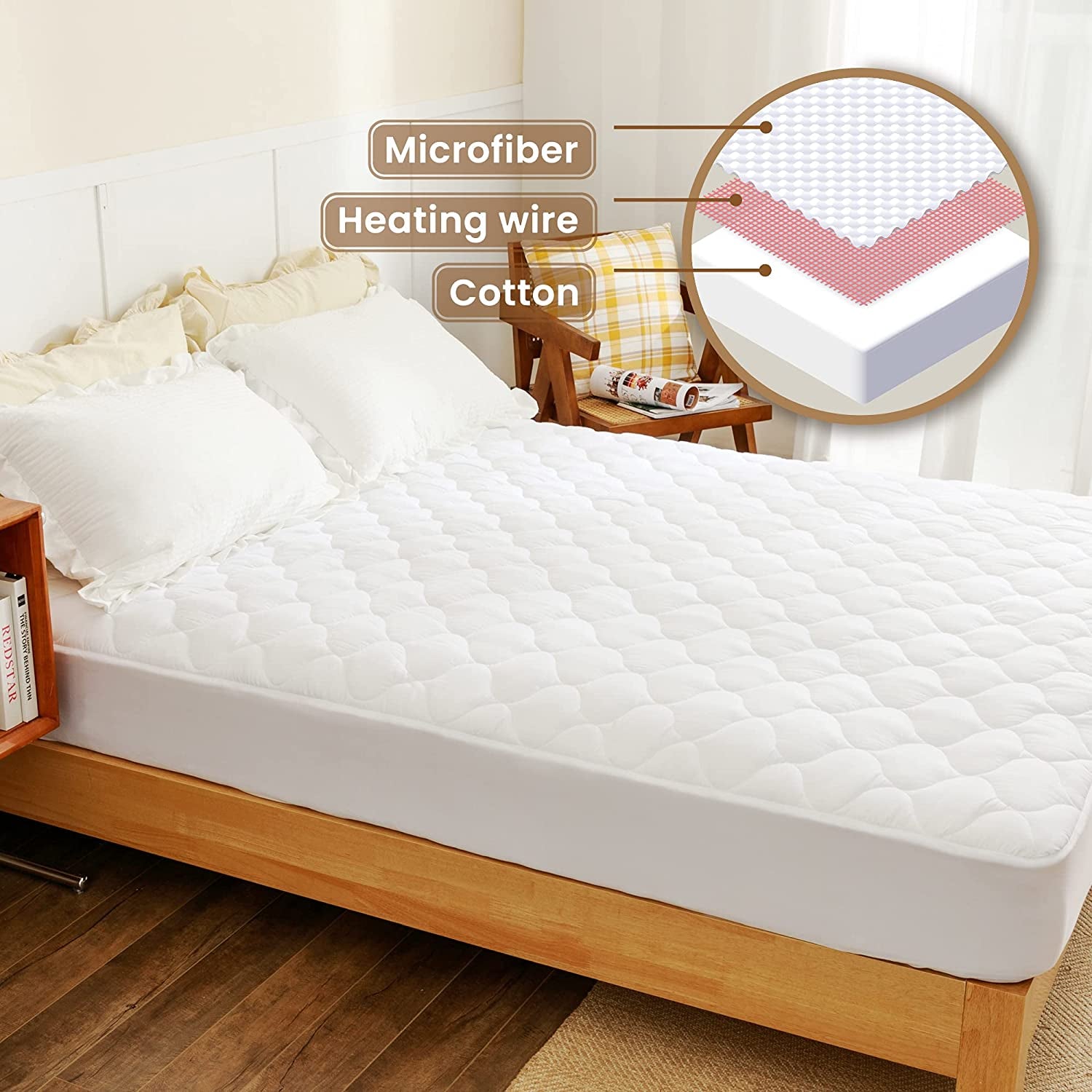 Heated Mattress Pad Twin Size Electric Mattress Pads Electric Bed Warmer Fit up to 21" with 11 Heat Settings Single Controller 9 Hours Auto Shut Off