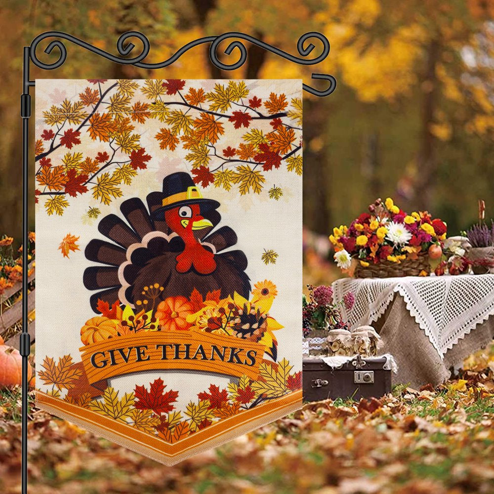 Garden Flag Double Sided Fall Signs Turkey Applique Garden Decor