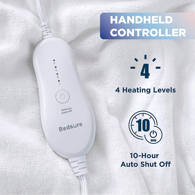 Bedsure Heated Mattress Pad Twin Size - Bed Warmer with Single Control and 4 Heat Settings, Coral Fleece Electric Mattress Pad with 10 Hr Timer & Auto Shut off (Twin, 39"X75")