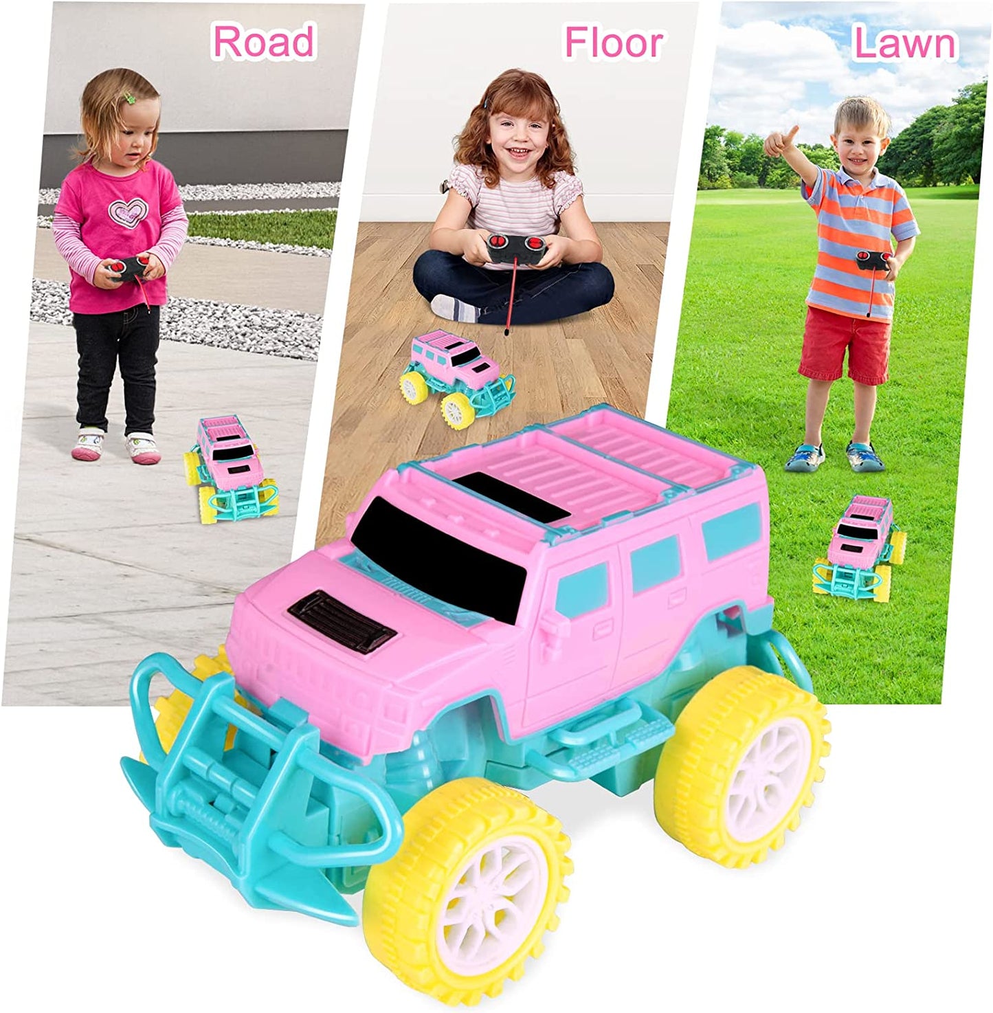 Car Toys for 3 4 5 6 Year Old Girls Birthday Gift, RC Cars Remote Control Car for Girls 3-5 Monster Trucks for Kids Toys Age 4-7 Years, Gifts for 3-7 Year Old Girls Toddler Toys Age 3-6