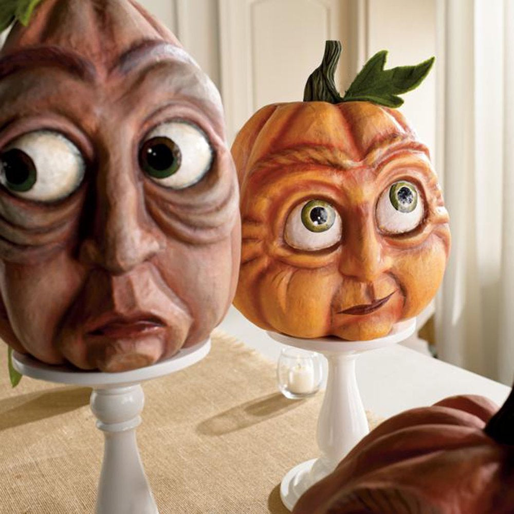 Funny Pumpkins for Fall Decorations, Pumpkins with Faces, Halloween Pumpkin Decorations Statue for Wedding Thanksgiving Home Table Decor