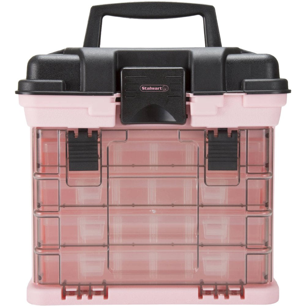 Portable Tool Box with Drawers - Small Hardware Organizer (Pink)