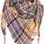Womens Warm Scarf Triangle Shawls Winter Scarves Stripe Plaid Fichu Rough Surface