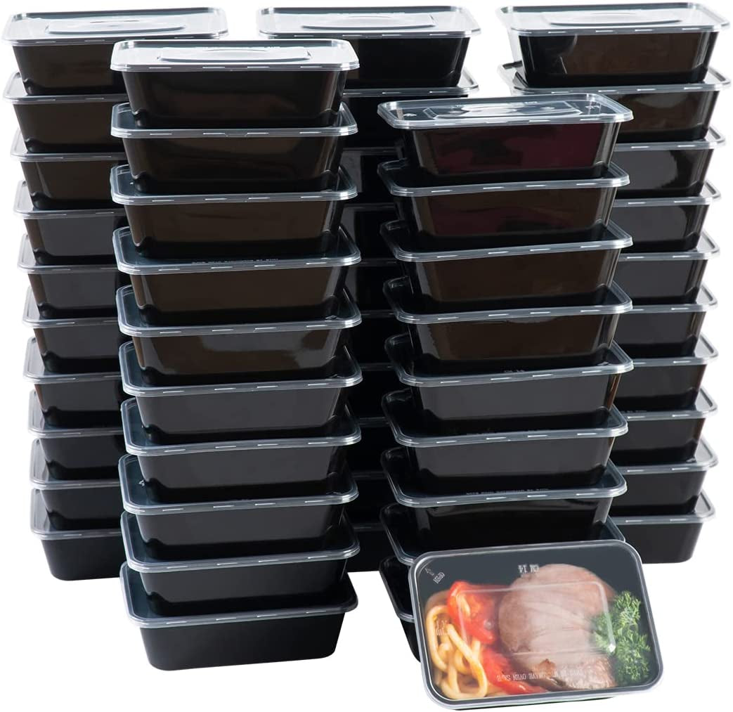 100 Pcs Meal Prep Container 24 Oz  Disposable Food Containers with Lids to Go Containers for Food, Freezer & Microwave Safe BPA Free