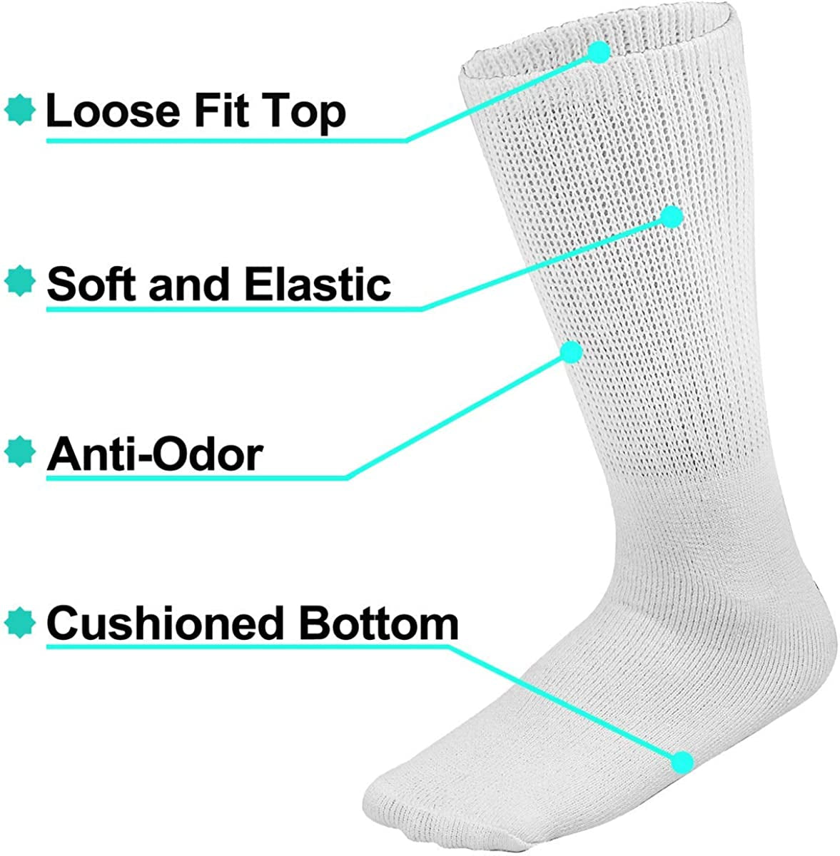 Physicians Approved Diabetic Socks Crew Unisex 3, 6 or 12-Pack