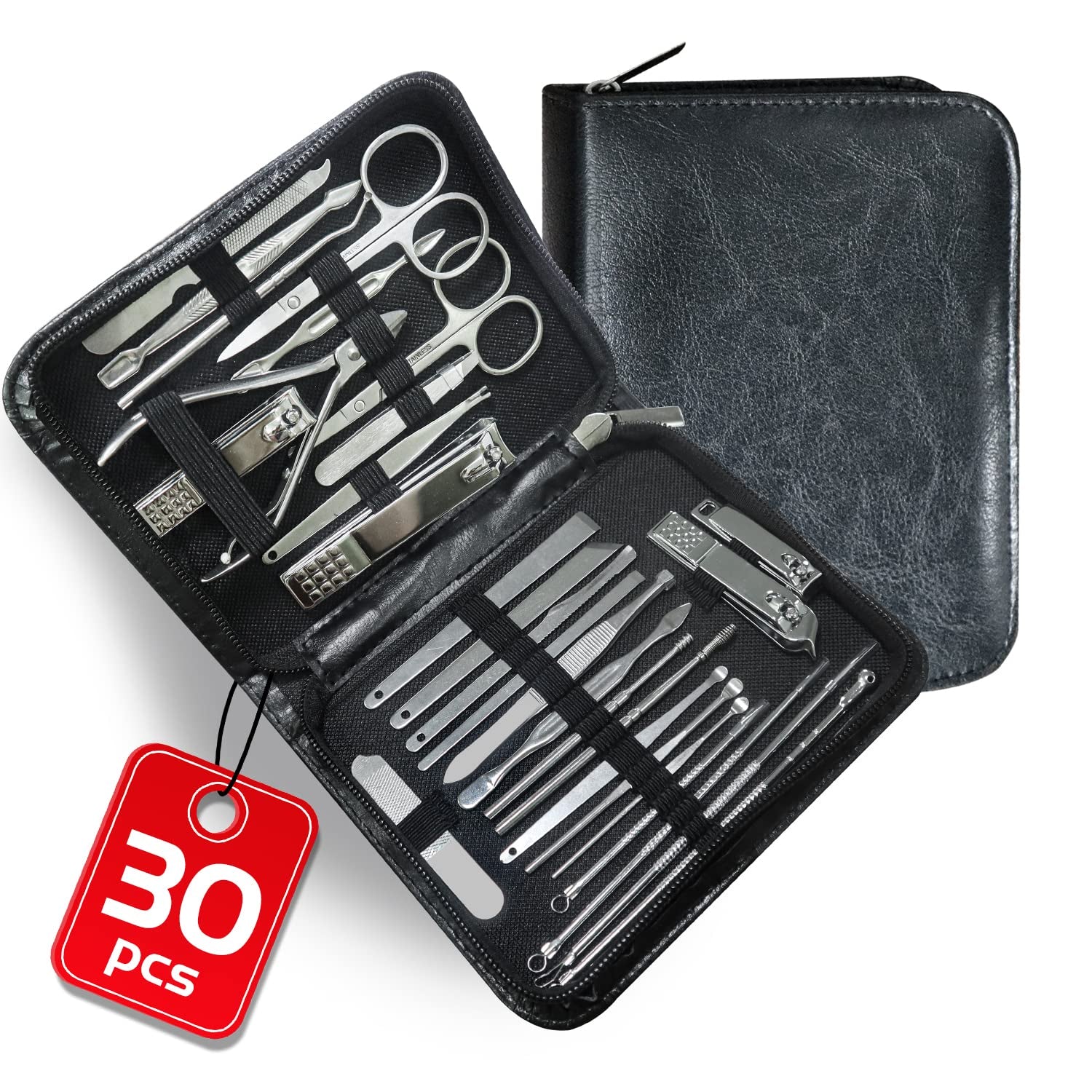 30Pcs Stainless Steel Manicure Set Nail Kit Professional Nail Clipper Set, Portable Manicure Kit Pedicure Kit Nail Care Kit