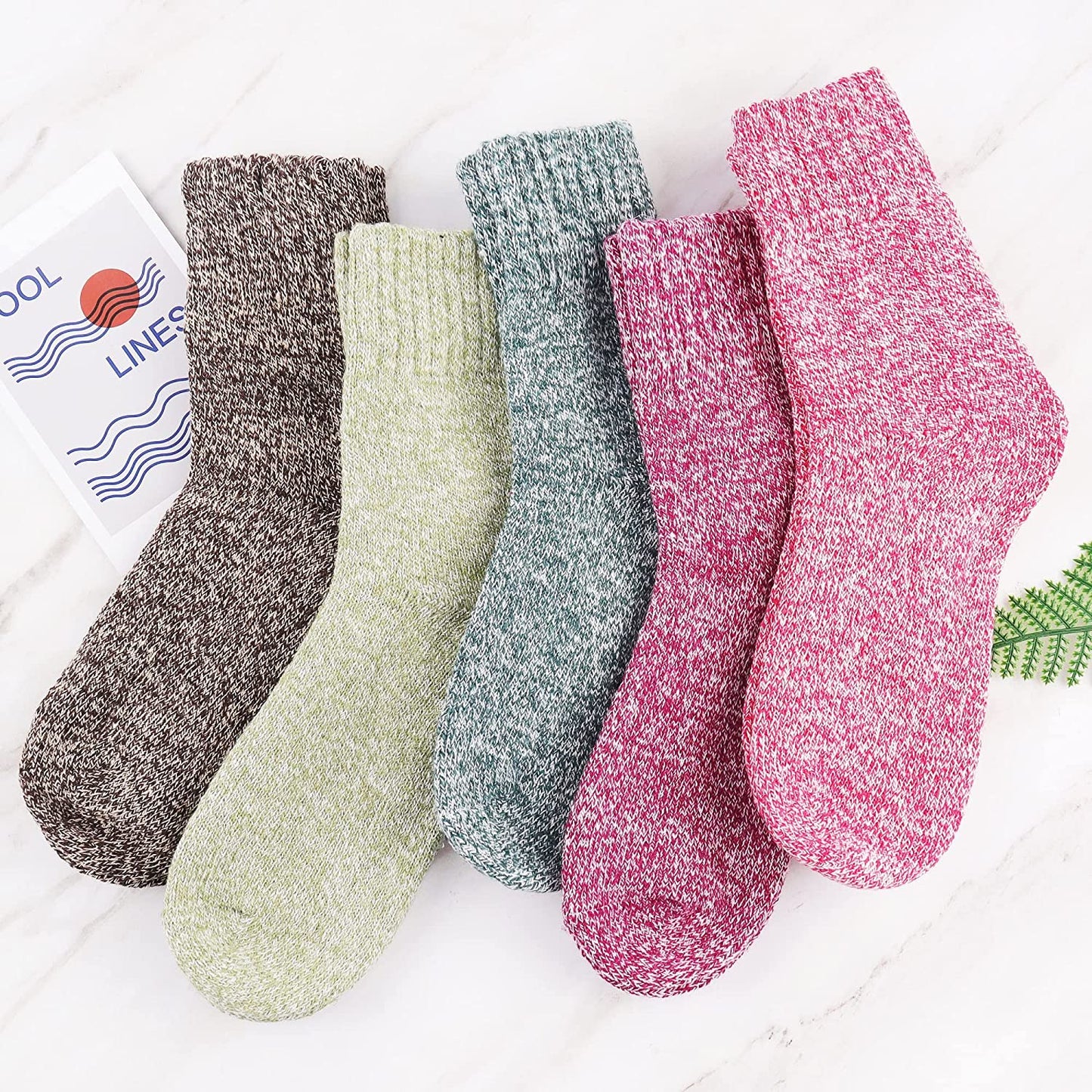  5 Pairs Wool Socks for Women Warm Winter Thermal Thick Socks Gifts for Women