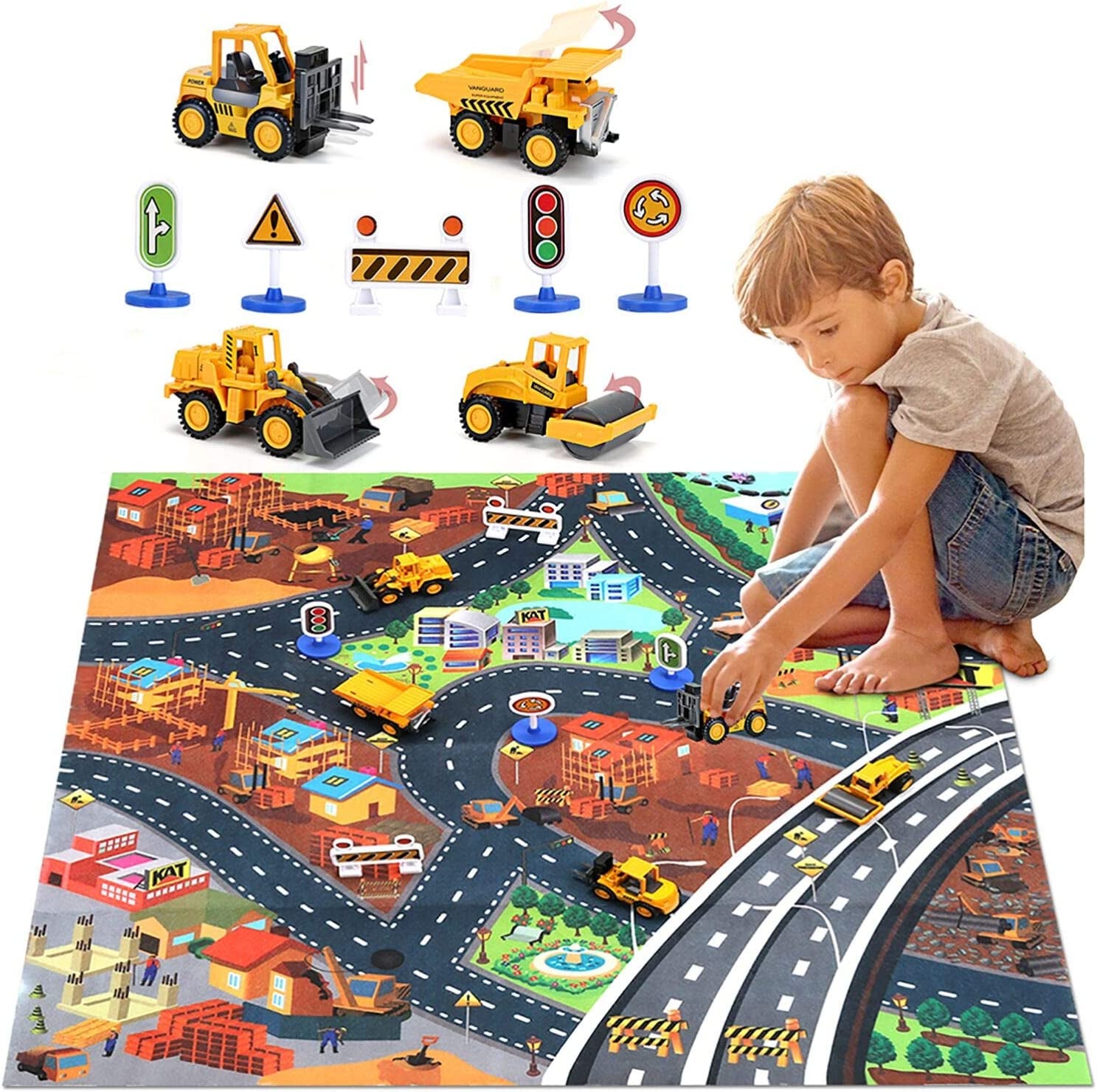 Construction Vehicles Truck Toys with Playmat