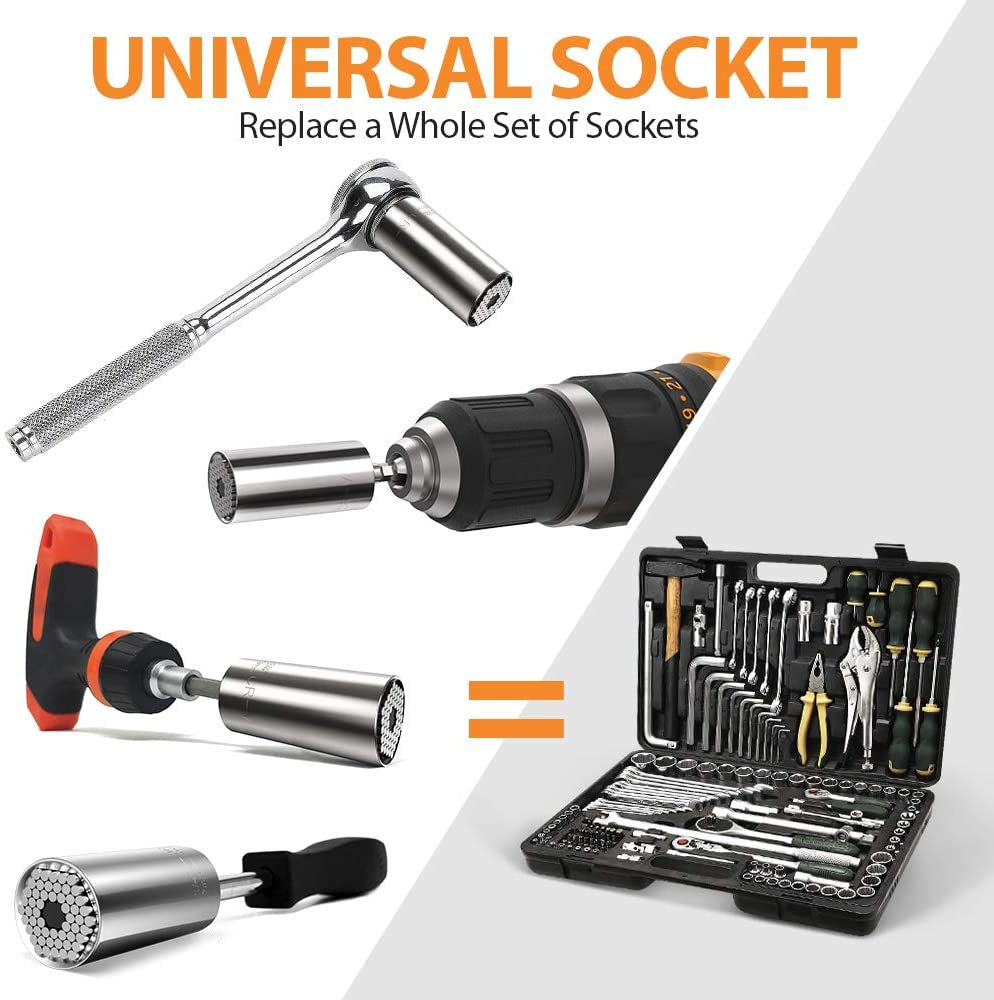 Super Universal Socket Tools Gifts for Men - Father's Day Gifts for Dad from Daughter Son Socket Set with Power Drill Adapter(7-19 MM) Cool Stuff Gadgets for Men Women Birthday Gift for Dad Husband