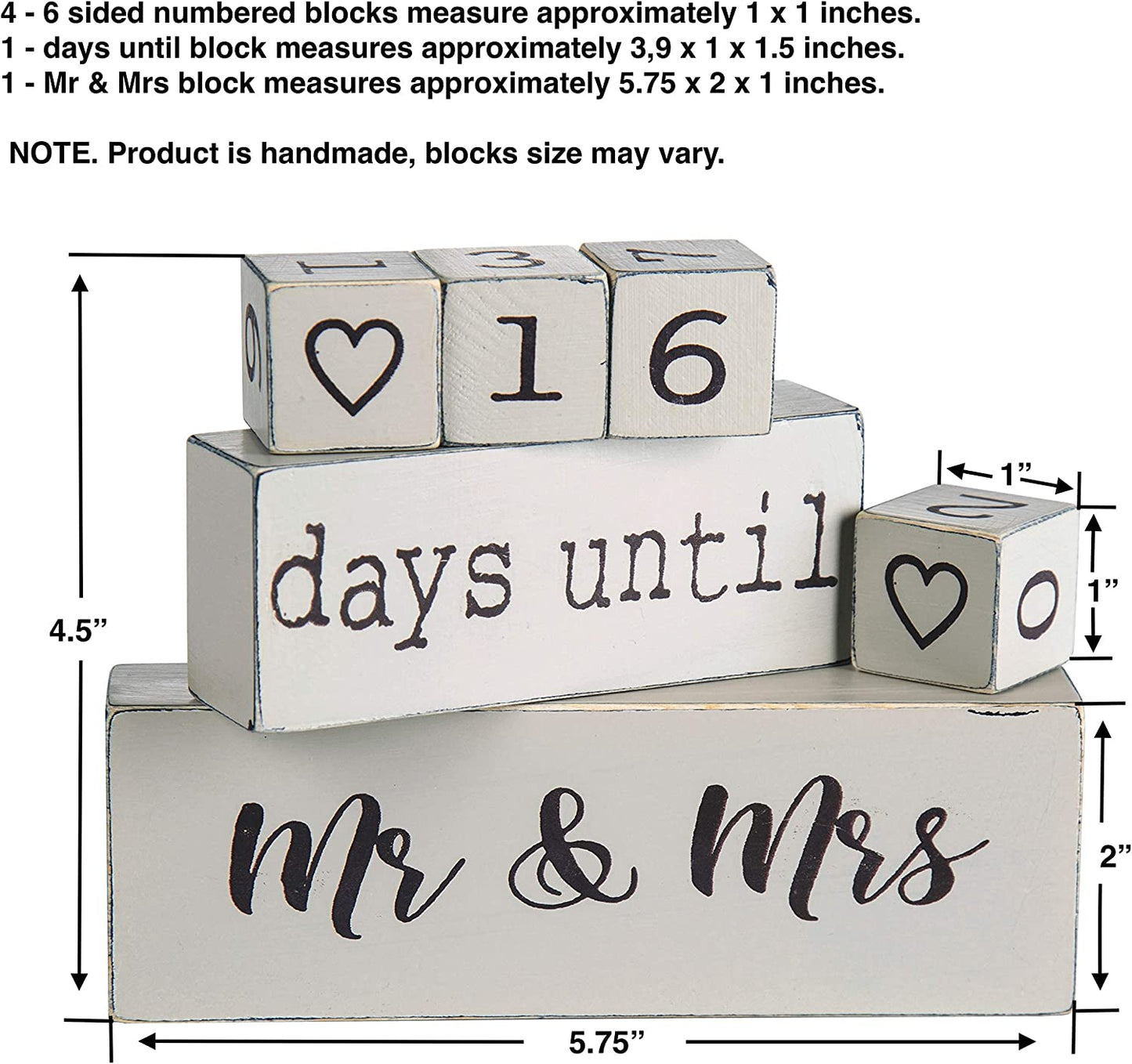  Wedding Day Countdown Calendar Blocks 