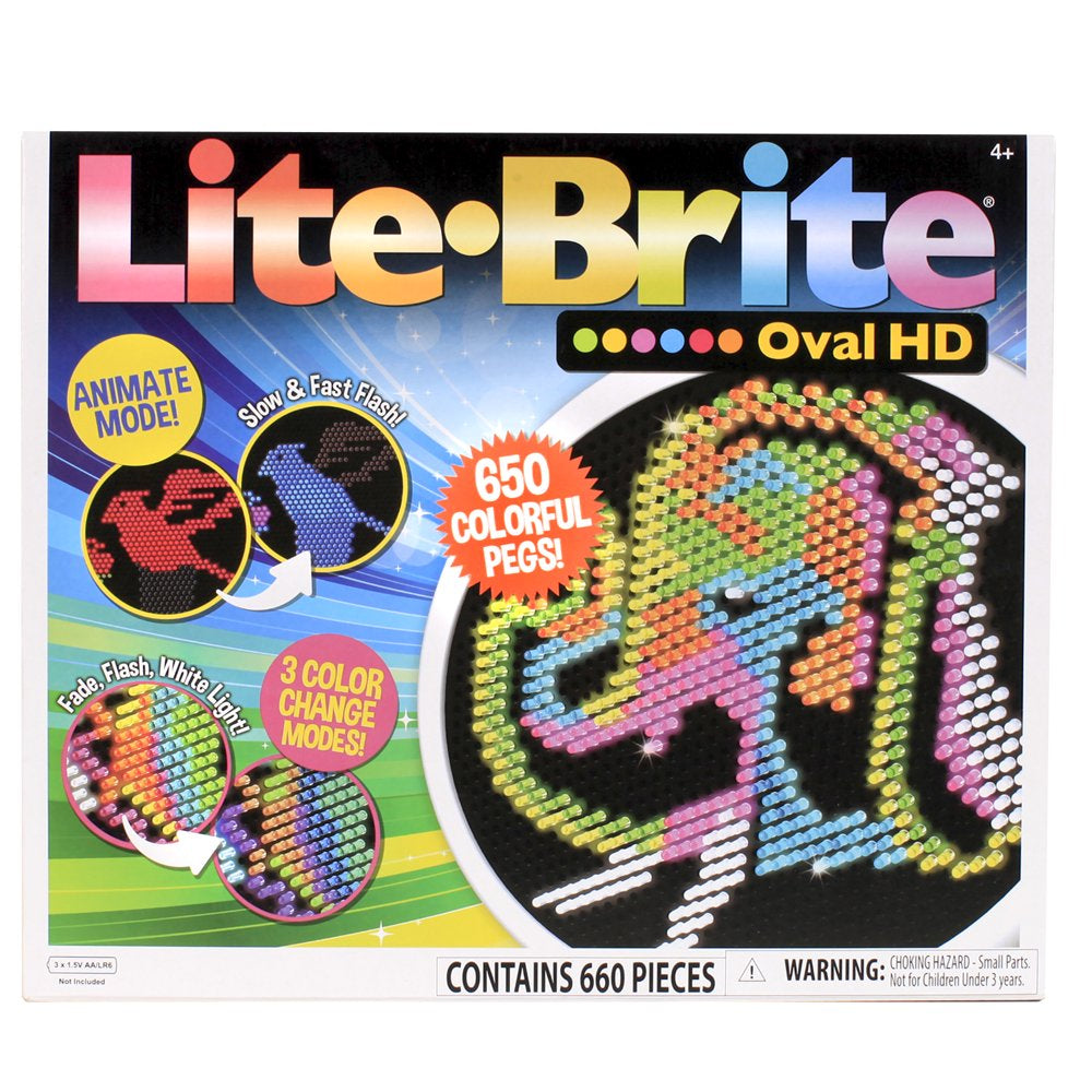 NEW - Lite-Brite Oval HD - Includes 650 Colorful Pegs and 8 Design Templates!