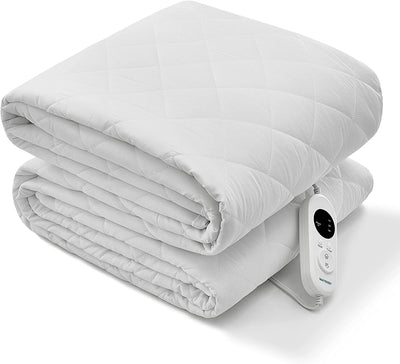 MATBEBY ETL Certified Heated Mattress Pad Twin Size W/ 8 Heating Levels 4 Auto off Levels Electric Mattress Pad Twin Size Stretches up to 21 Inch Deep White Diamond Quilted Fitted Topper Protector