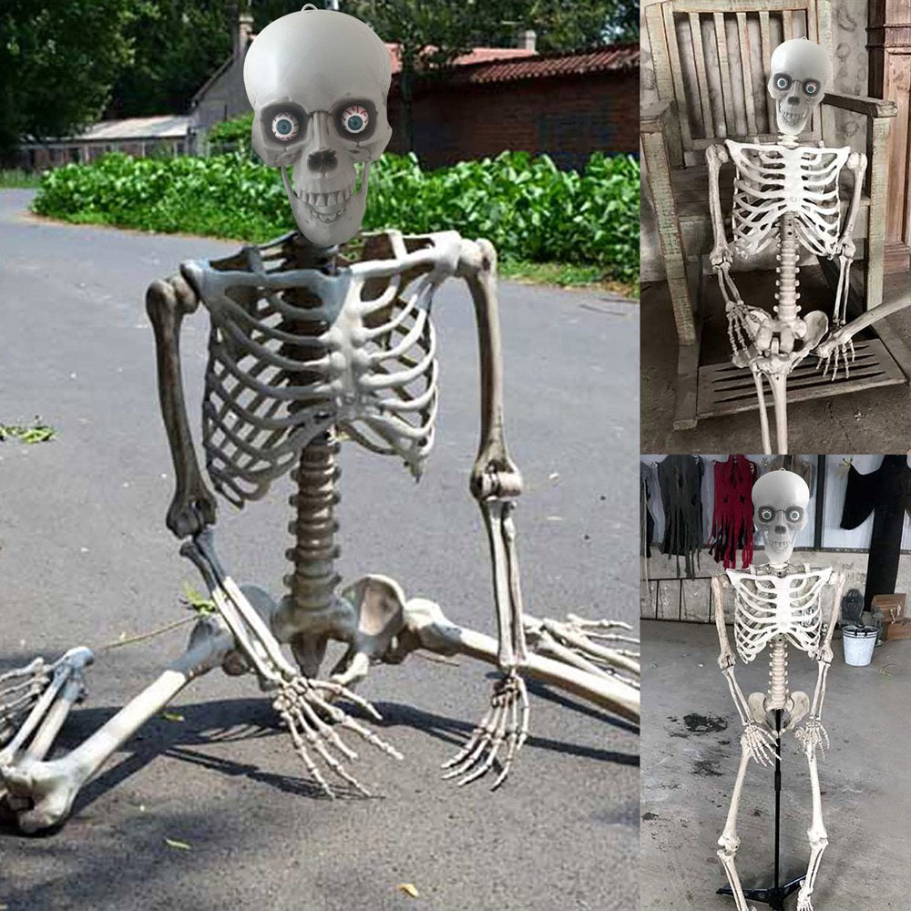 27.5" Halloween Skeleton Halloween Decorations, Haunted House Props for Front Lawn, Graveyard Decorations, Lifelike Skeleton Model, Indoor/Outdoor Spooky Scene Party Favors on Clearance