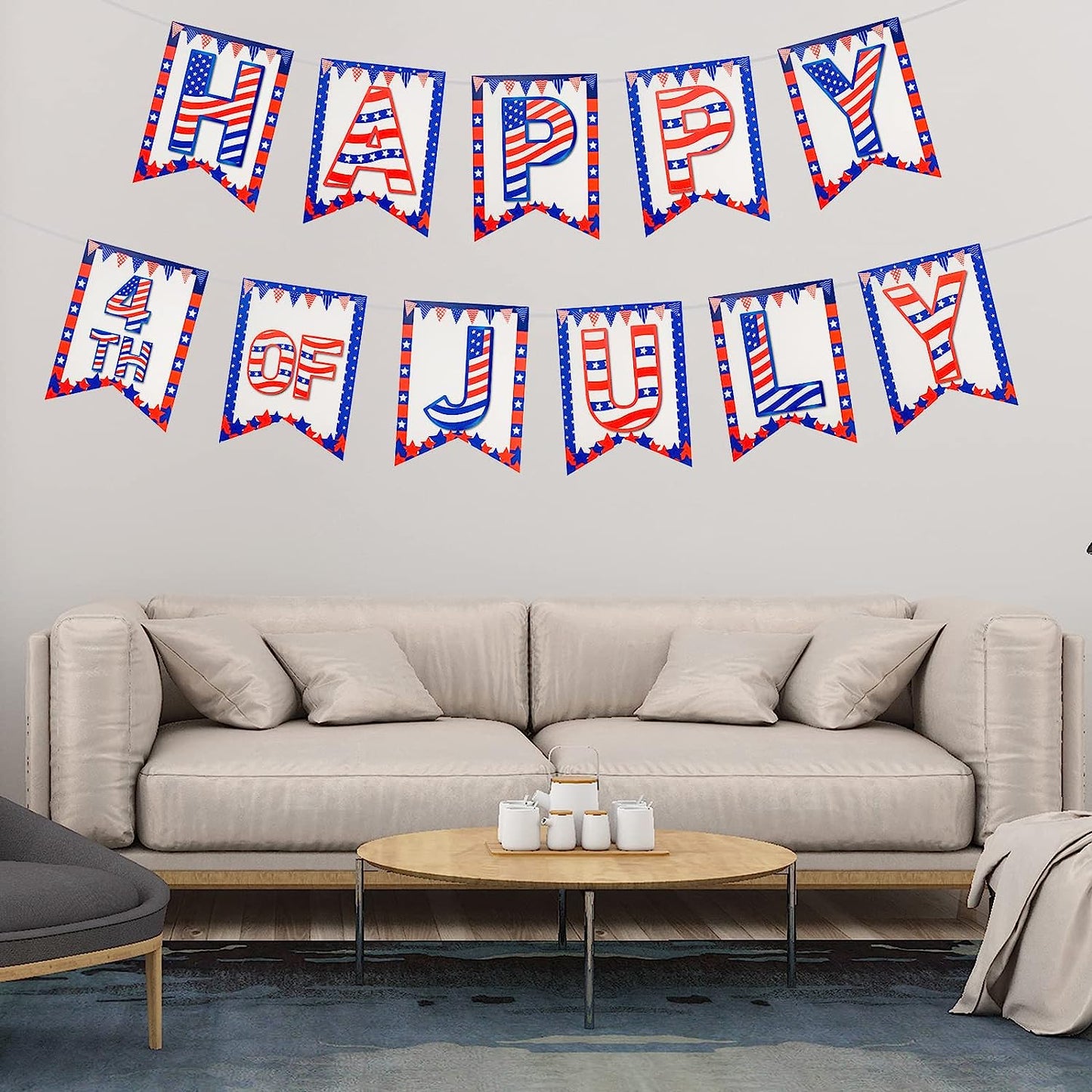 4th of July Banner - Happy Fourth of July Banner, Patriotic Banner for 4th of July Decorations and Party Supplies, American Independence Day Banners for July 4th Indoor Outdoor Home House Decor