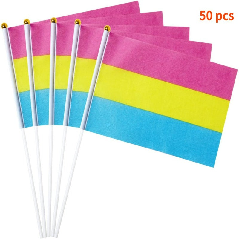 50 Pack Mini Pride Flag Small Lgbt Rainbow Flag Hand Held Stick Flags 