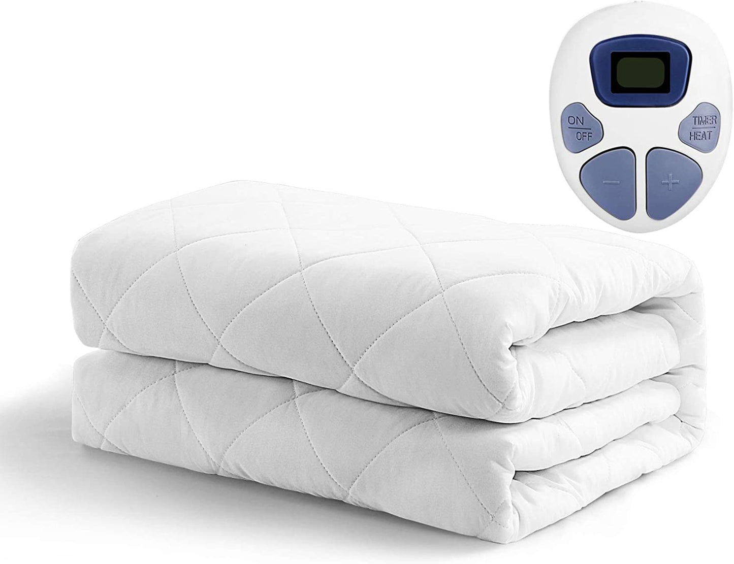 MAEVIS Heated Mattress Pad Dual Control King Size All Season,10 Heat Setting,Quilted Electric Mattress Pads Fit up to 15" with 1-12 Hours Auto Shut off (White, King(78"X80"))