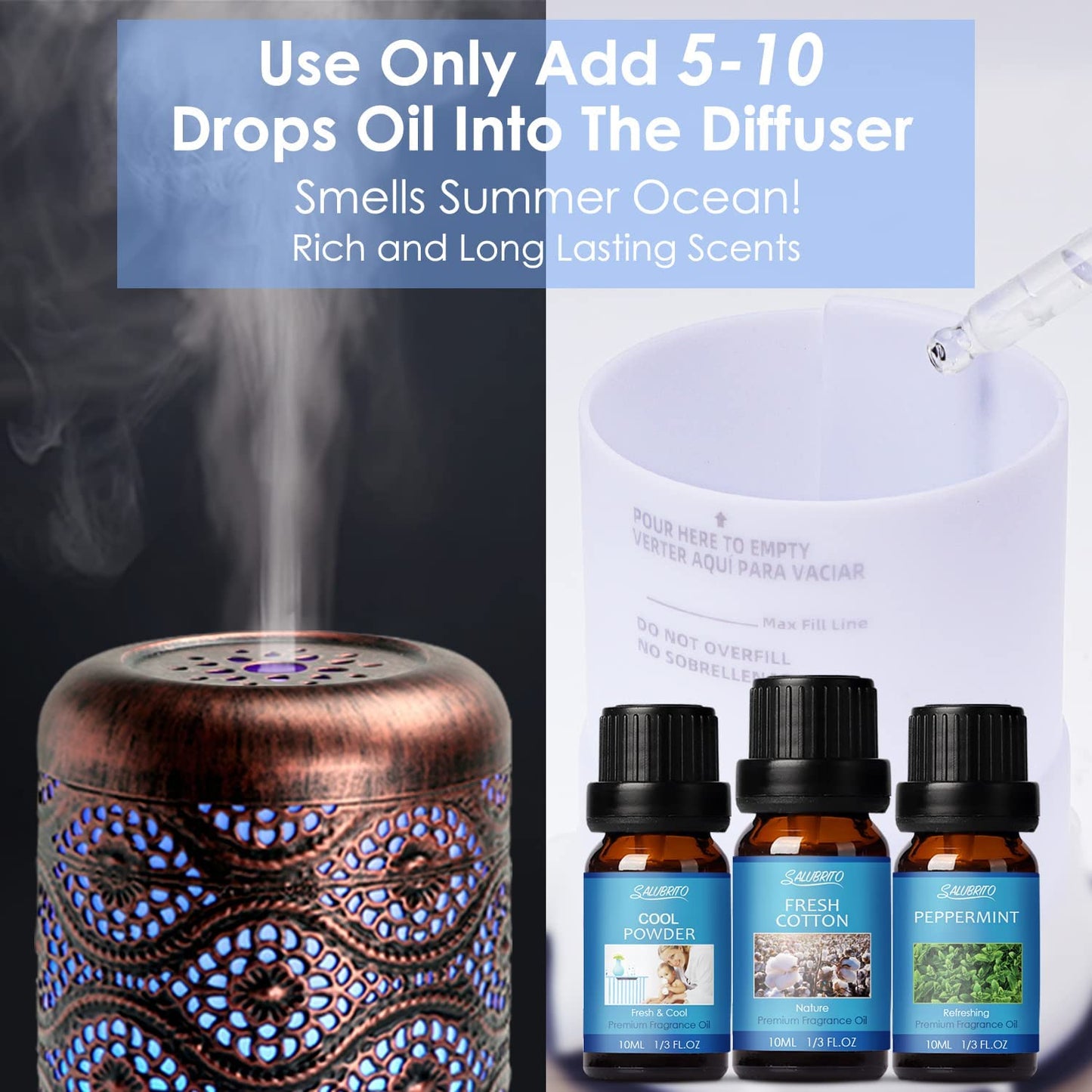  Summer Essential Oils Set for Diffuser, Aromatherapy Oils Gift Set for Home, Scented Oil for Soap & Candle Making - Midsummer Night, Pineapple, Peppermint Fragrance Oils and More