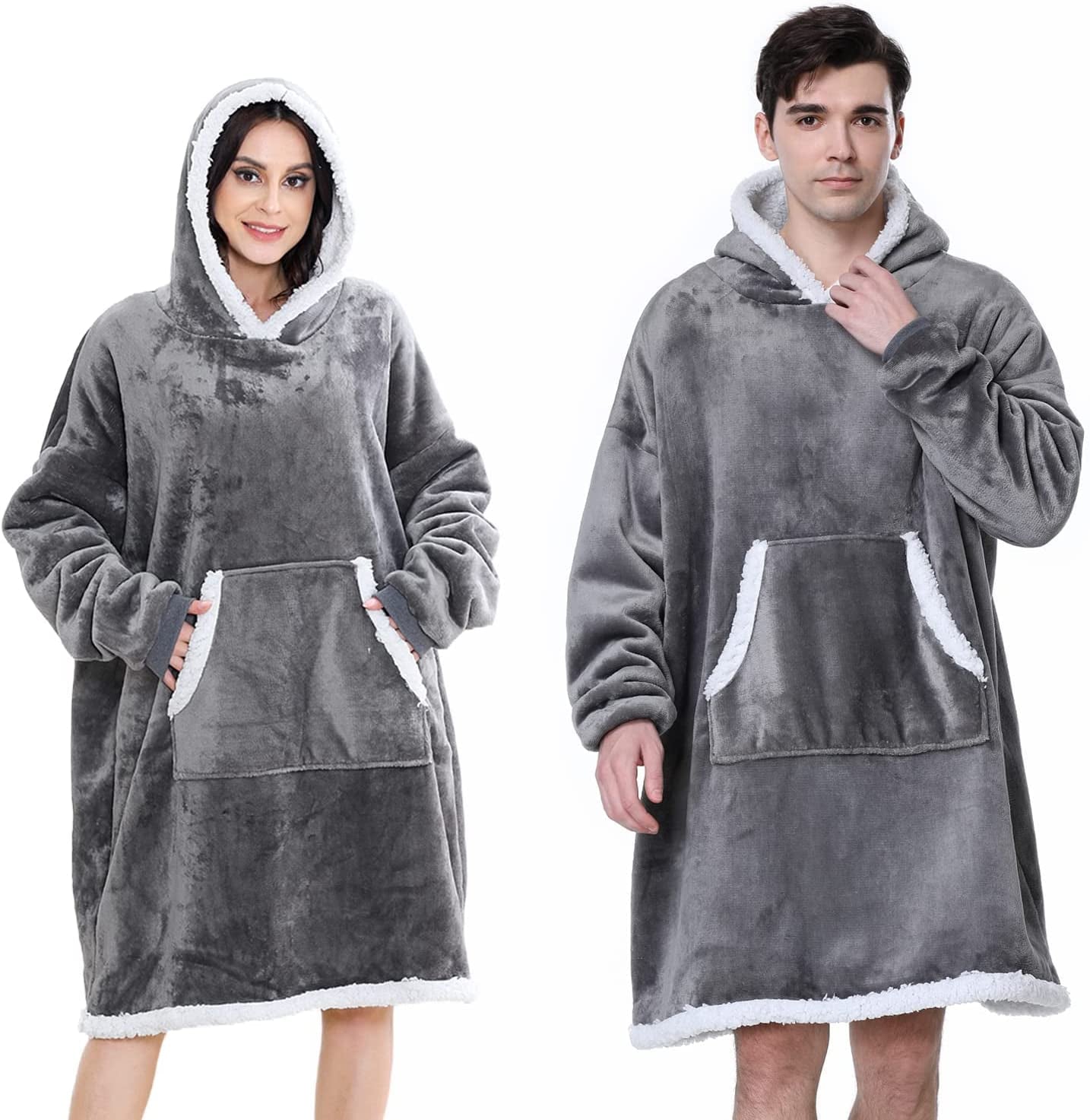 Wearable Blanket Oversized Sweatshirt for Women and Men, Super Soft Warm and Sweatshirt with Hood Pocket and Sleeves Plush Hoodie Blanket, One Size Fits All