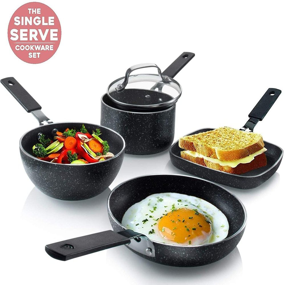 Granite Stone Mini Stackmaster Pots and Pans Set 5 Pcs Nonstick Cookware Set