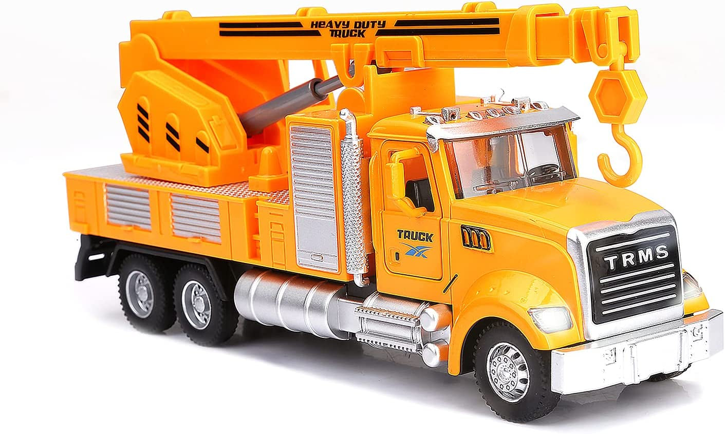 Crane Truck Metal Toy Trucks with Lights and Sounds Construction Toys for Boys Kids Ages 3 and Up